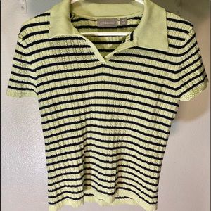 Vintage 1999 Knit collard striped shirt 100% cotton